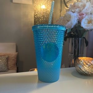 NWT STARBUCKS Glacier Blue Ombre Bling Cold Cup Tumbler 16 oz
